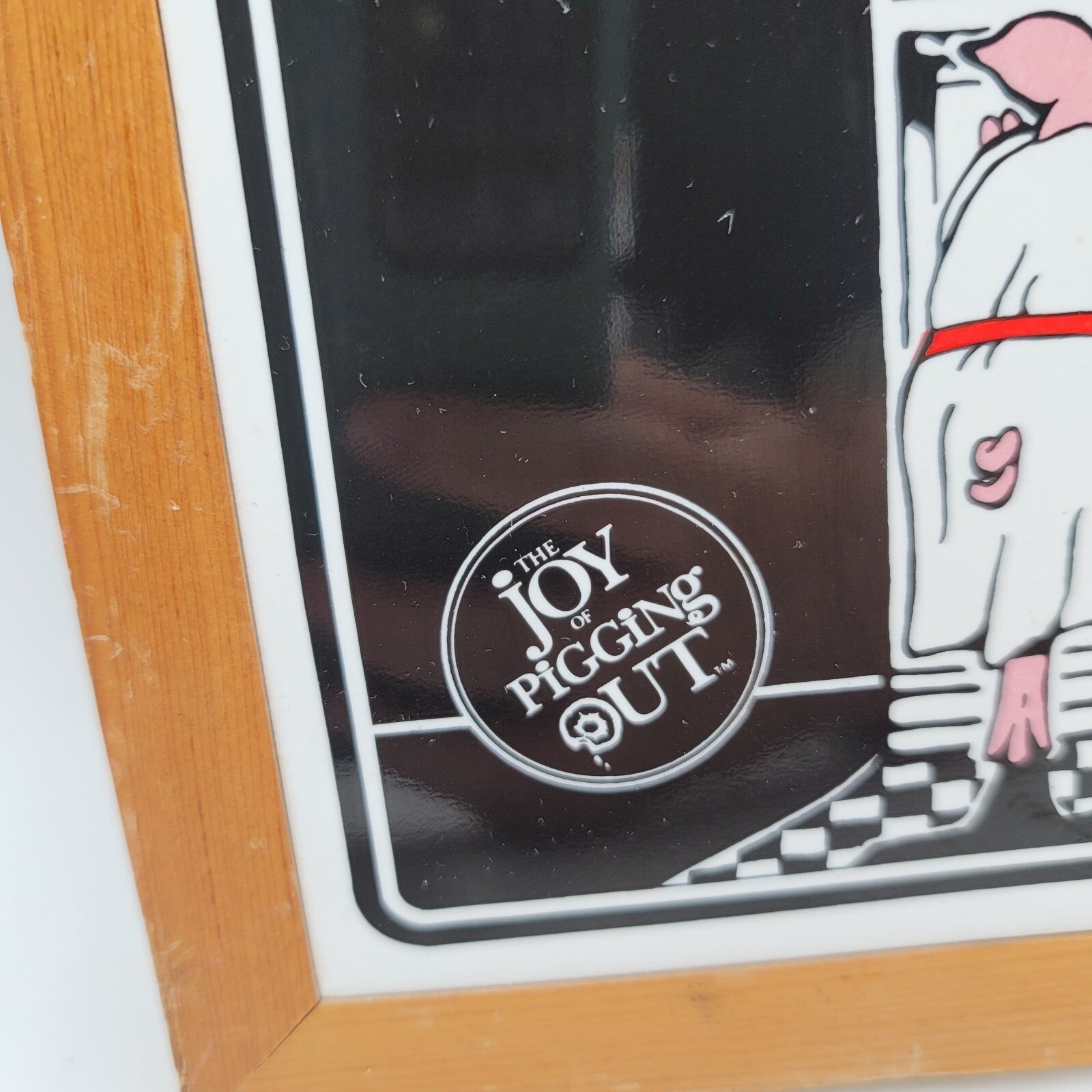Vintage 1986 The Joy of Pigging Out Ceramic Tile Wall Trivet Diet Start Tomorrow