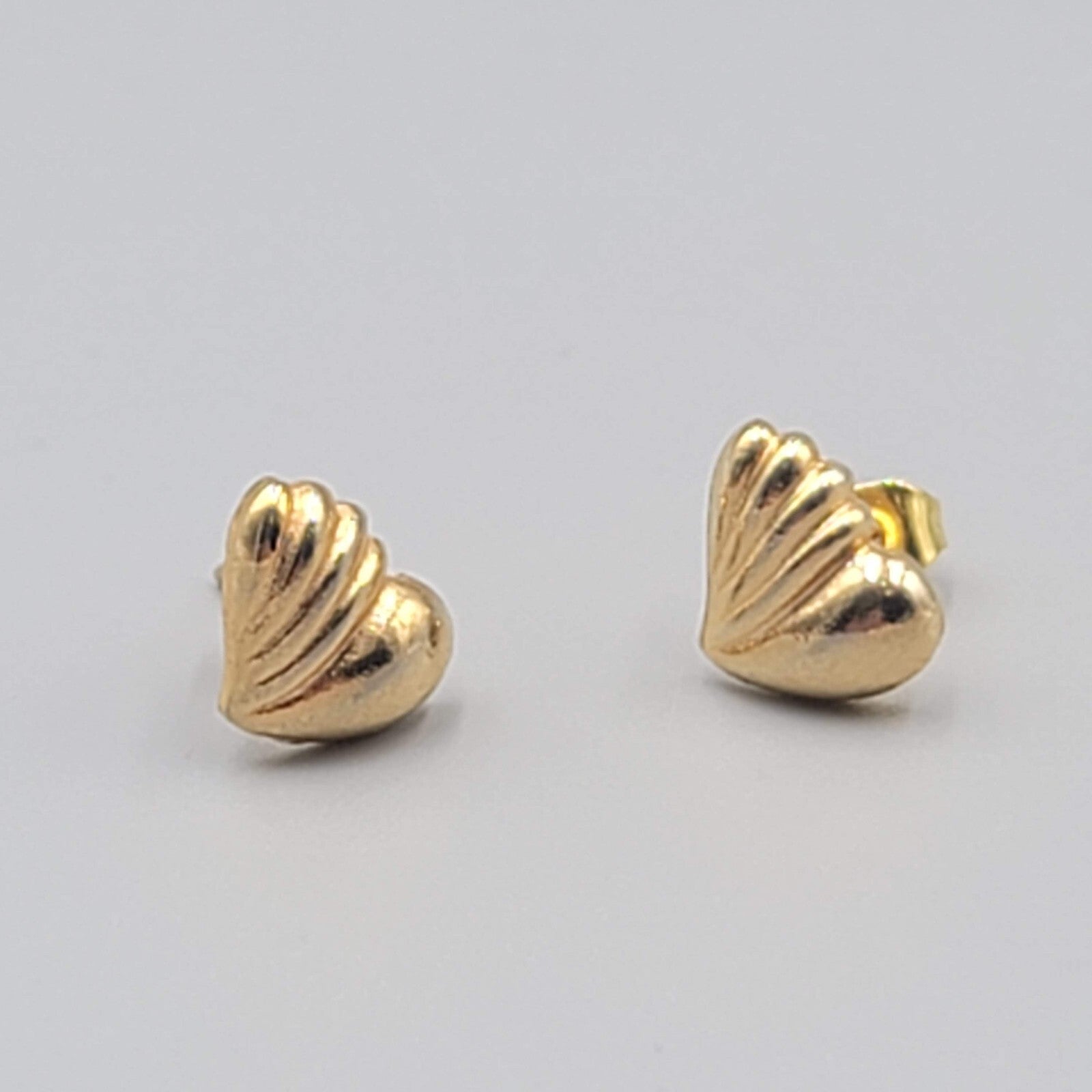 Heart Studs Pierced Earrings Gold Plated 1/4"