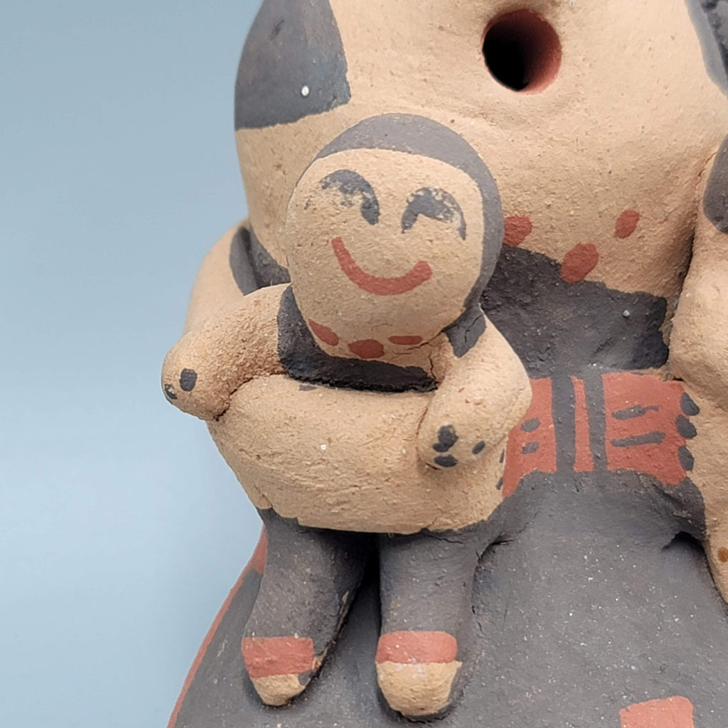 Jemez Pueblo Native American Storyteller Figure 2 Babies Signed AW 3.5 in