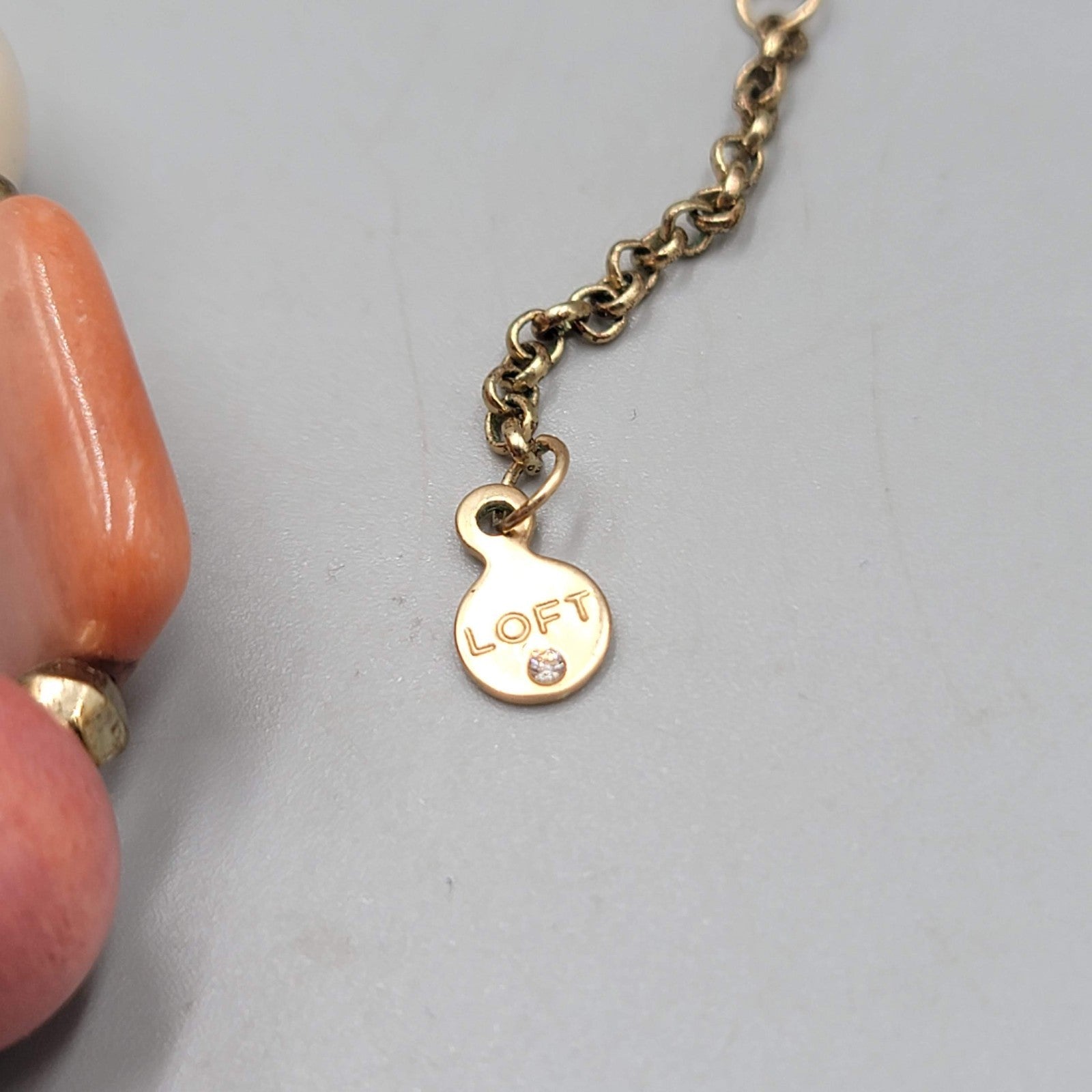 Loft Necklace Wood Stone Bead Multicolor Gold tone 18"-20"
