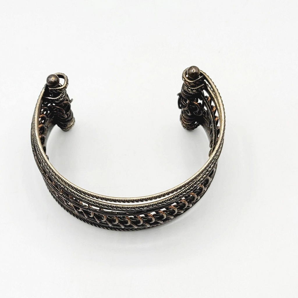 Metal Wire Cuff Bracelet Bronze tone Boho Ethnic