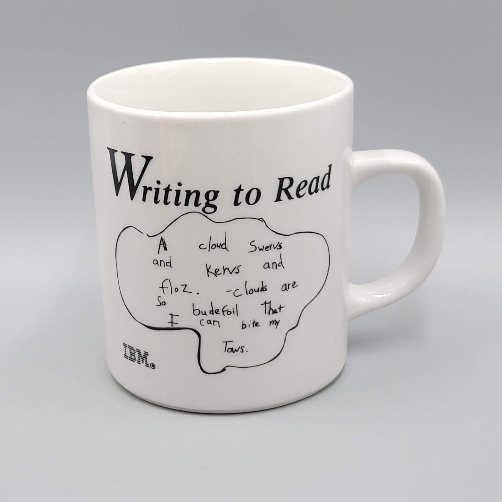 Vintage IBM Writing To Read Coffee Mug Cup Computers Technology Black White
