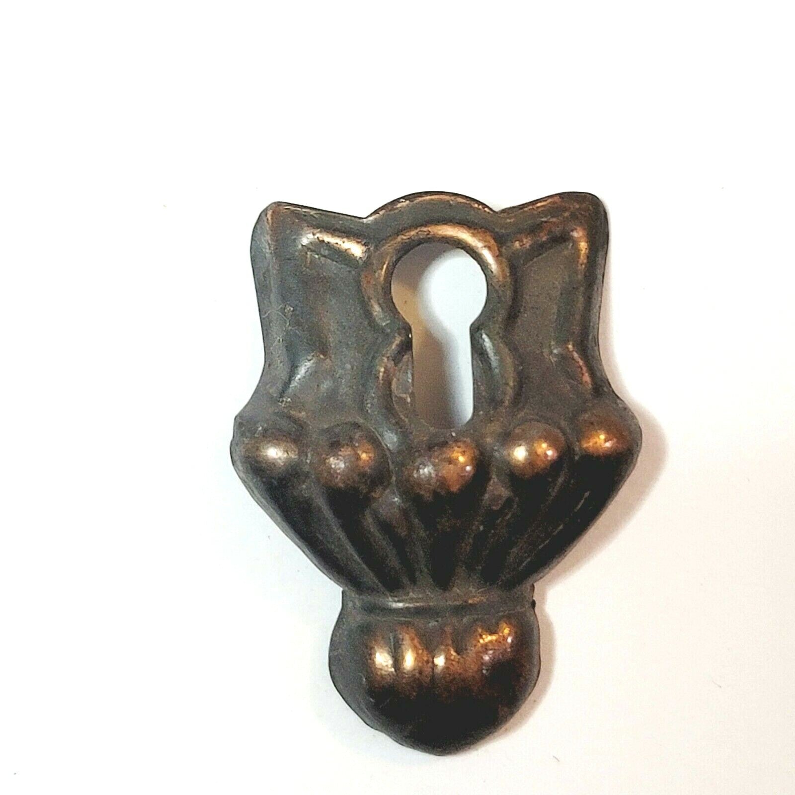 Vintage Ornate Skeleton Key hole Escutcheon Salvage Hardware 1 3/4" 3187