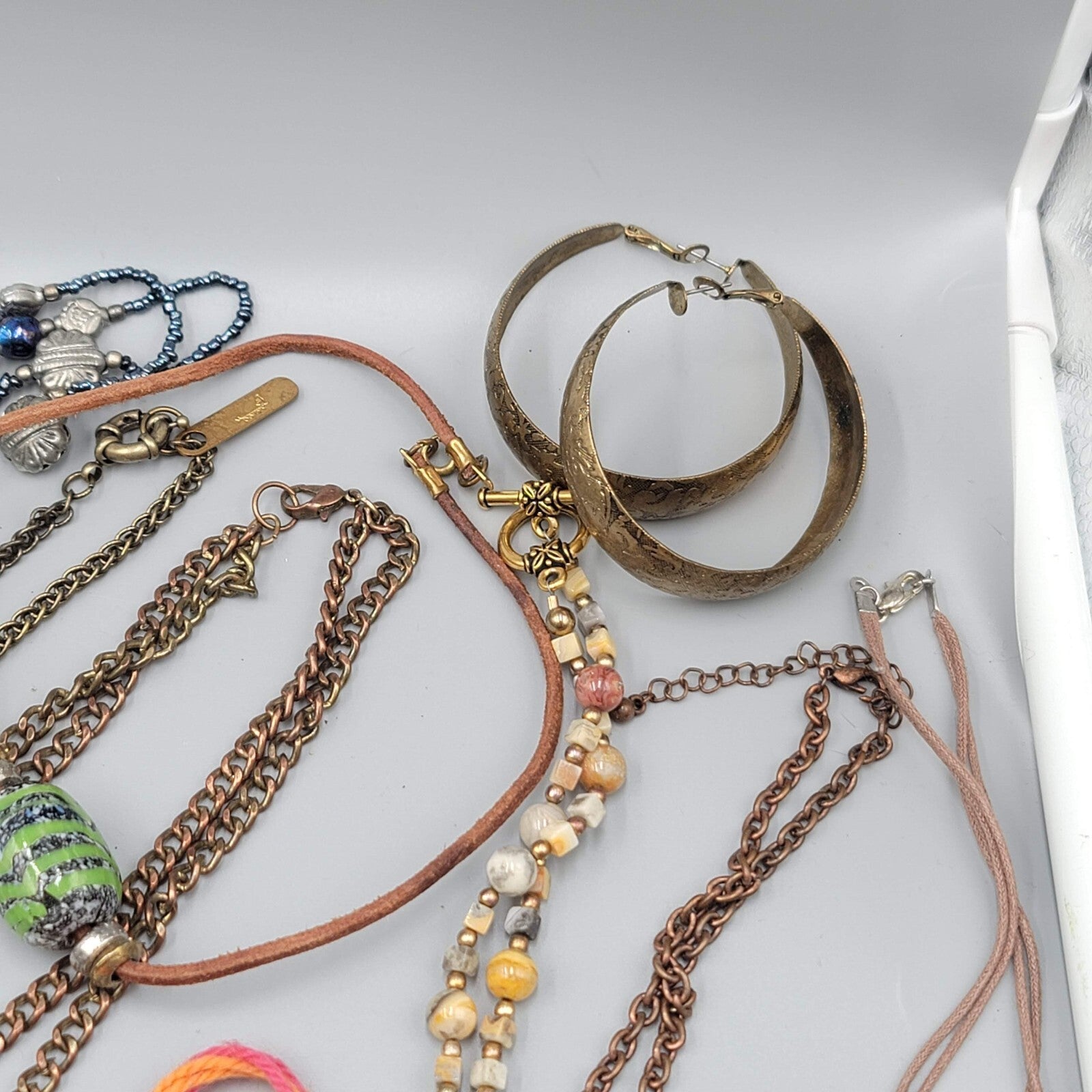 Jewelry Lot Necklace Bracelet Earrings Wood Boho Stone Bead 40 pcs