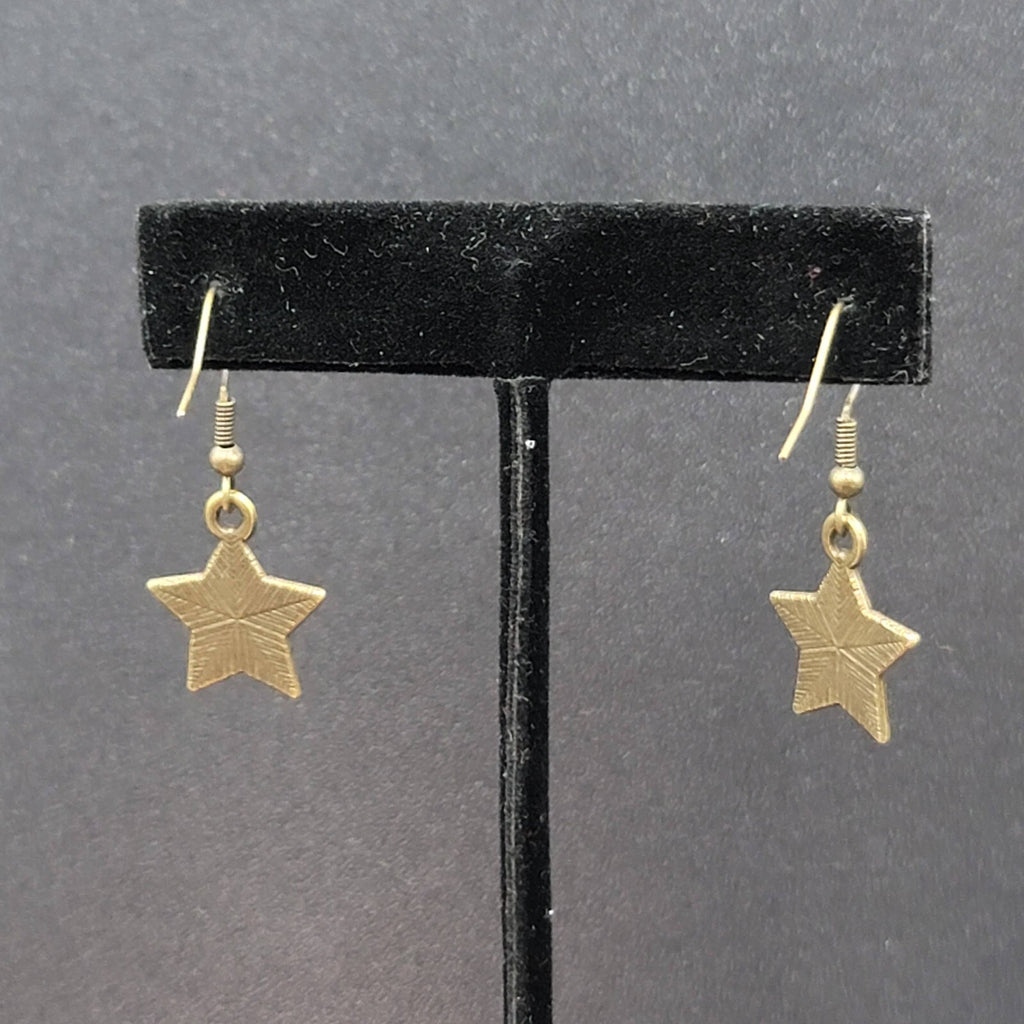 American Flag Pierced Earrings Bronze tone Stars Dangle 3/4"