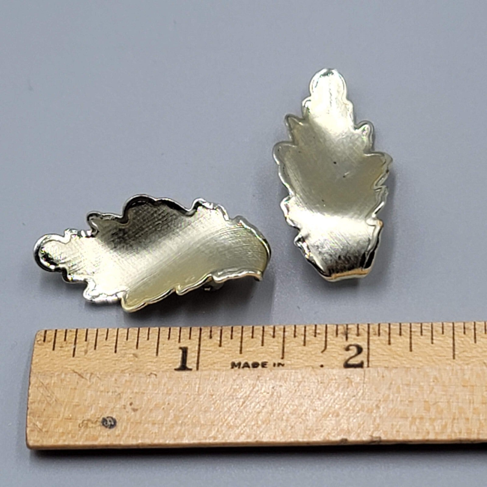 Vintage Coro Clip on Earrings Very Light Gold tone Climber Leaf 1.5"