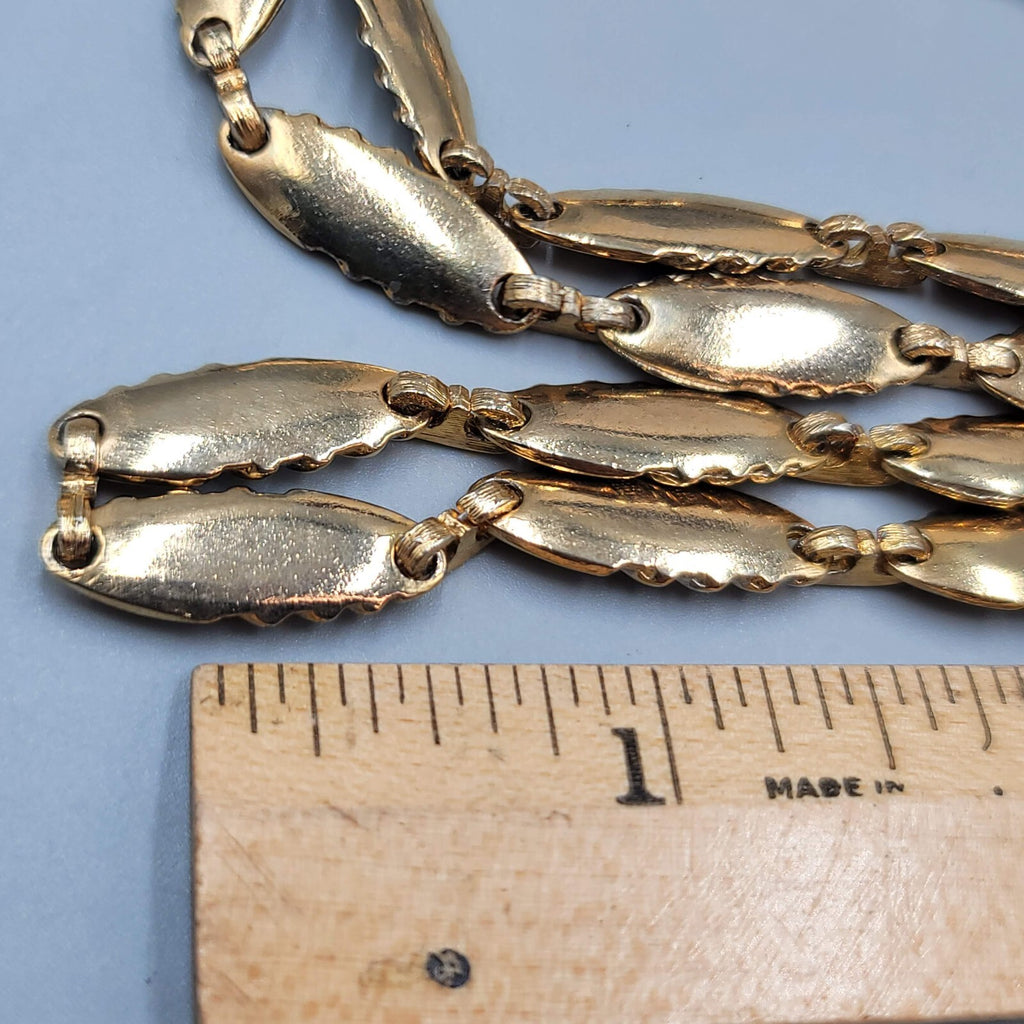 Vintage Bar Chain Necklace Gold Tone Statement 33" Estate Costume Jewelry