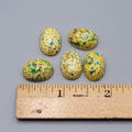 Vintage Glass Domed Cabochons Loose Lot of 5 Yellow Confetti