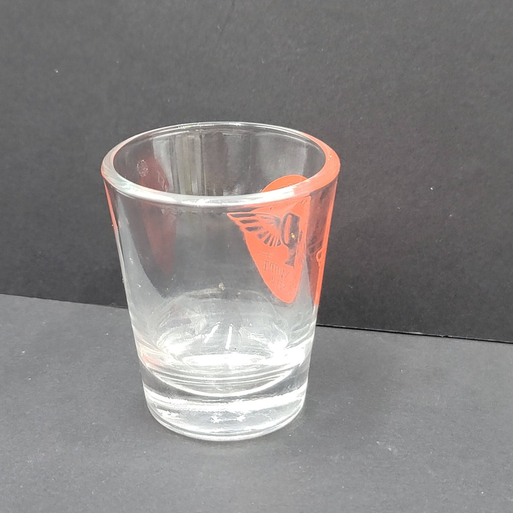 Petersen Automotive Museum Shot glass Souvenir Clear Red Lettering