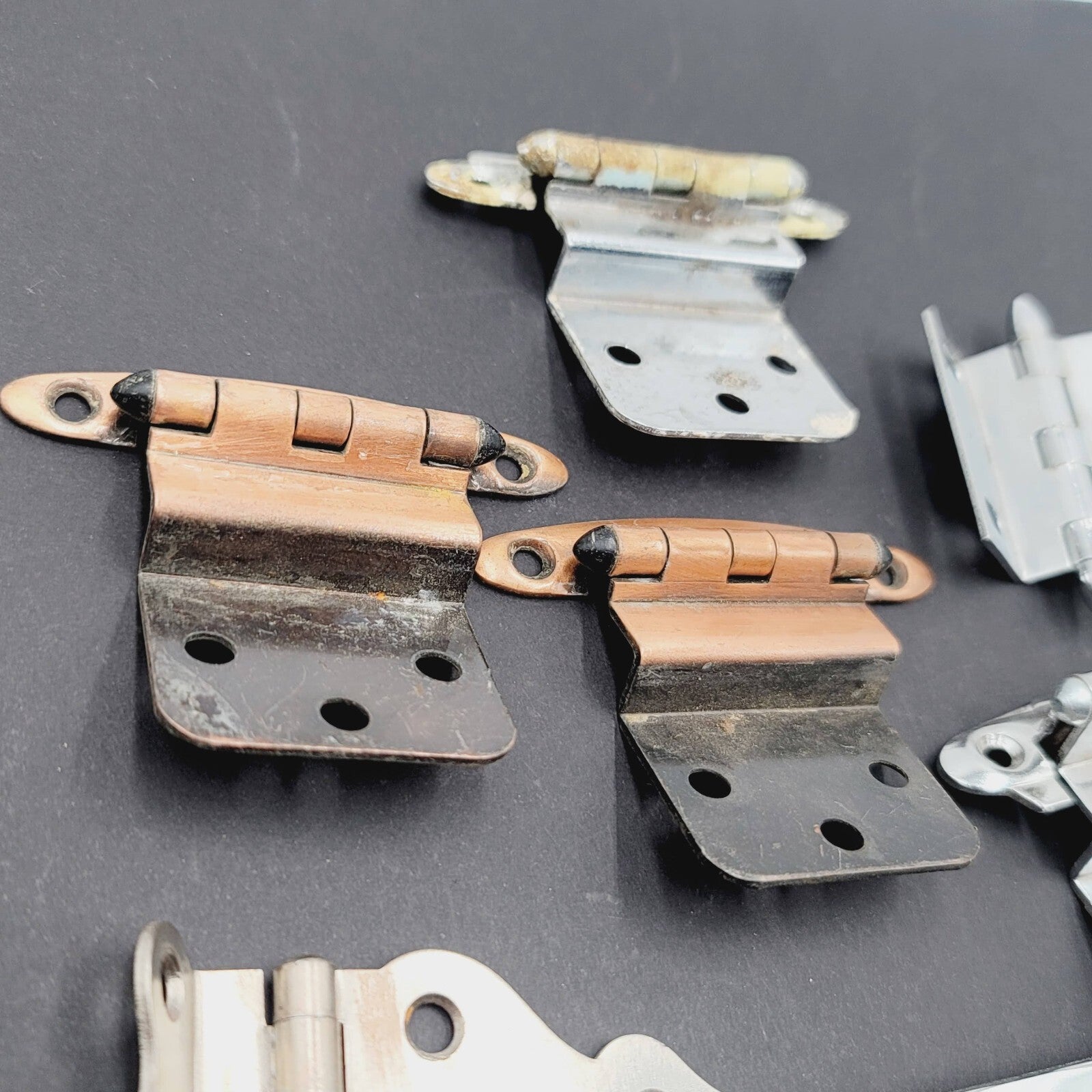 LOT of 10 Vintage Reclaimed Used Cabinet Offset Hinges Mix Lot All Salvaged