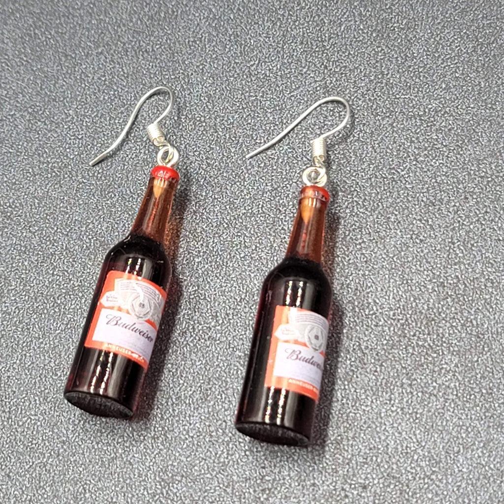 Budweiser Beer Bottle Pierced Earrings 1 5/8" NEW
