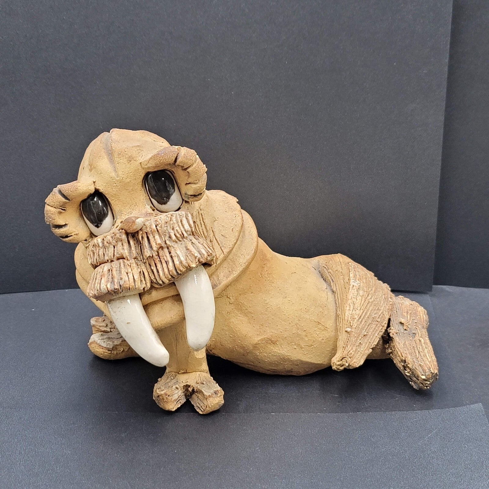 Vintage Max Hindt Clay Pottery Figurine Walrus 1970s Whimsical