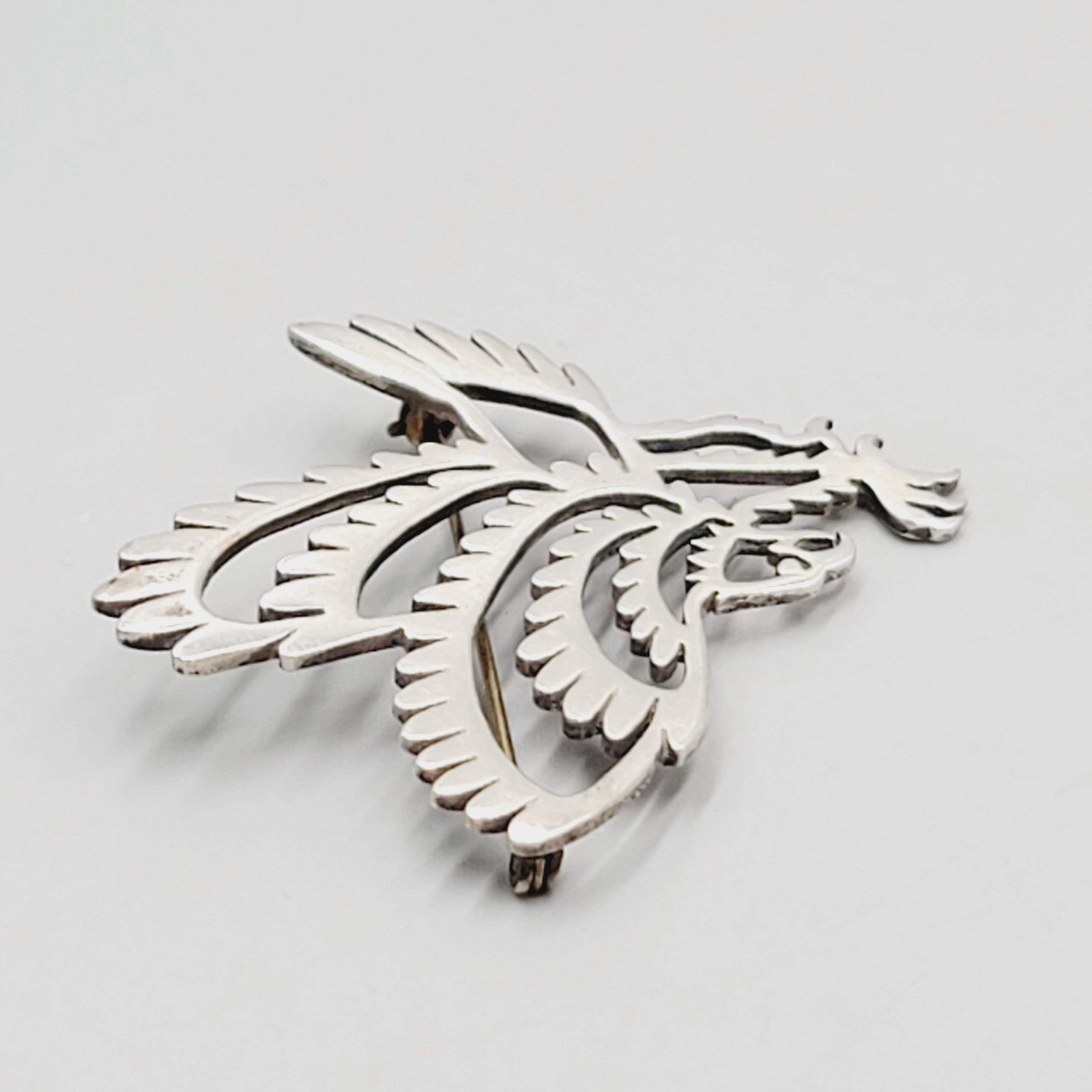 Vintage Eagle Brooch Sterling Silver Open Work 2"
