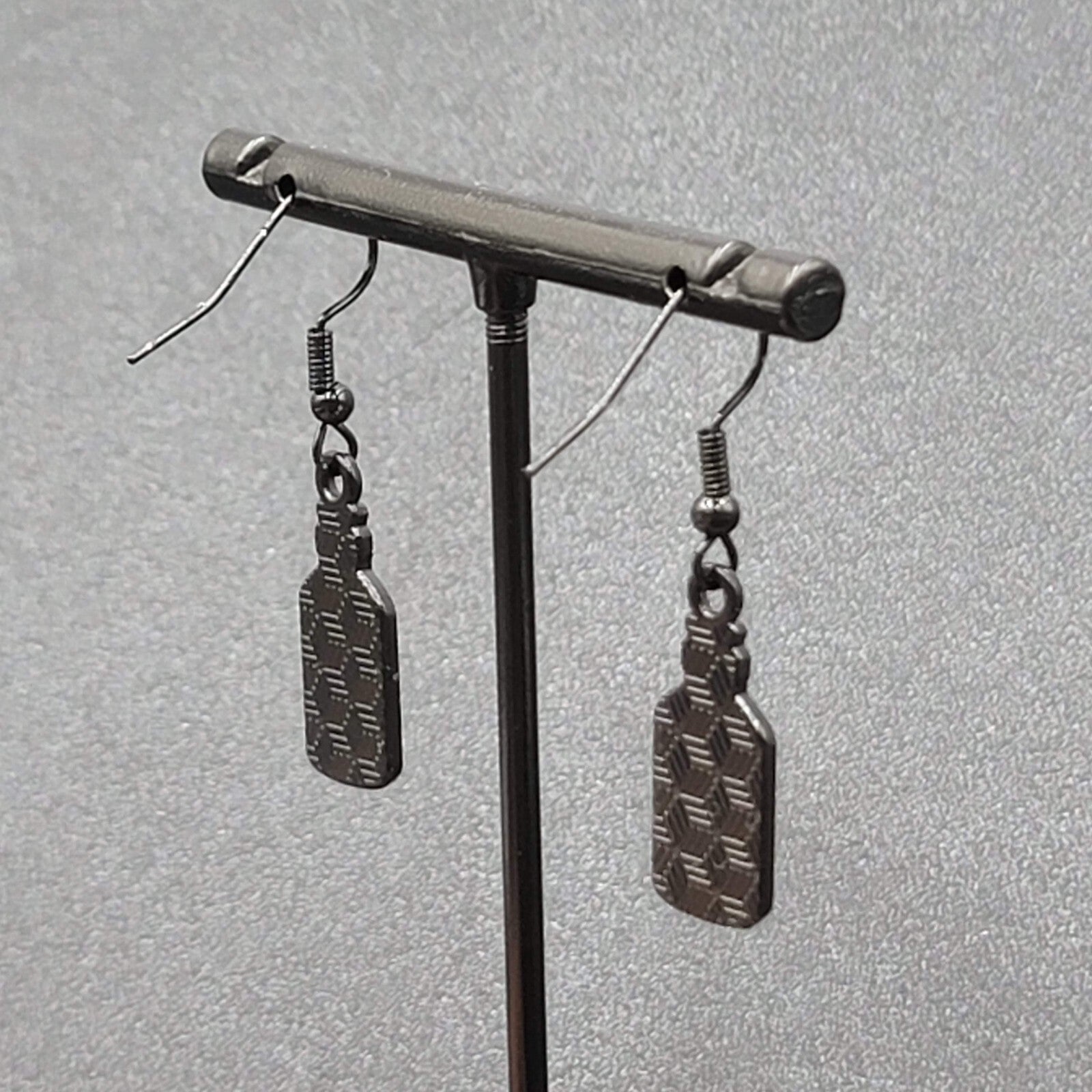 Poison Pierced Earrings Black White Enamel Dangle Here Today Gone Tomorrow 7/8"