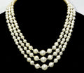 Vintage Necklace White Graduated Bead Triple Strand Estate Costume 22" - 24"