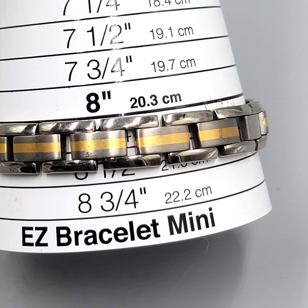 Mens Titanium Link Bracelet Two Toned Size 8.5