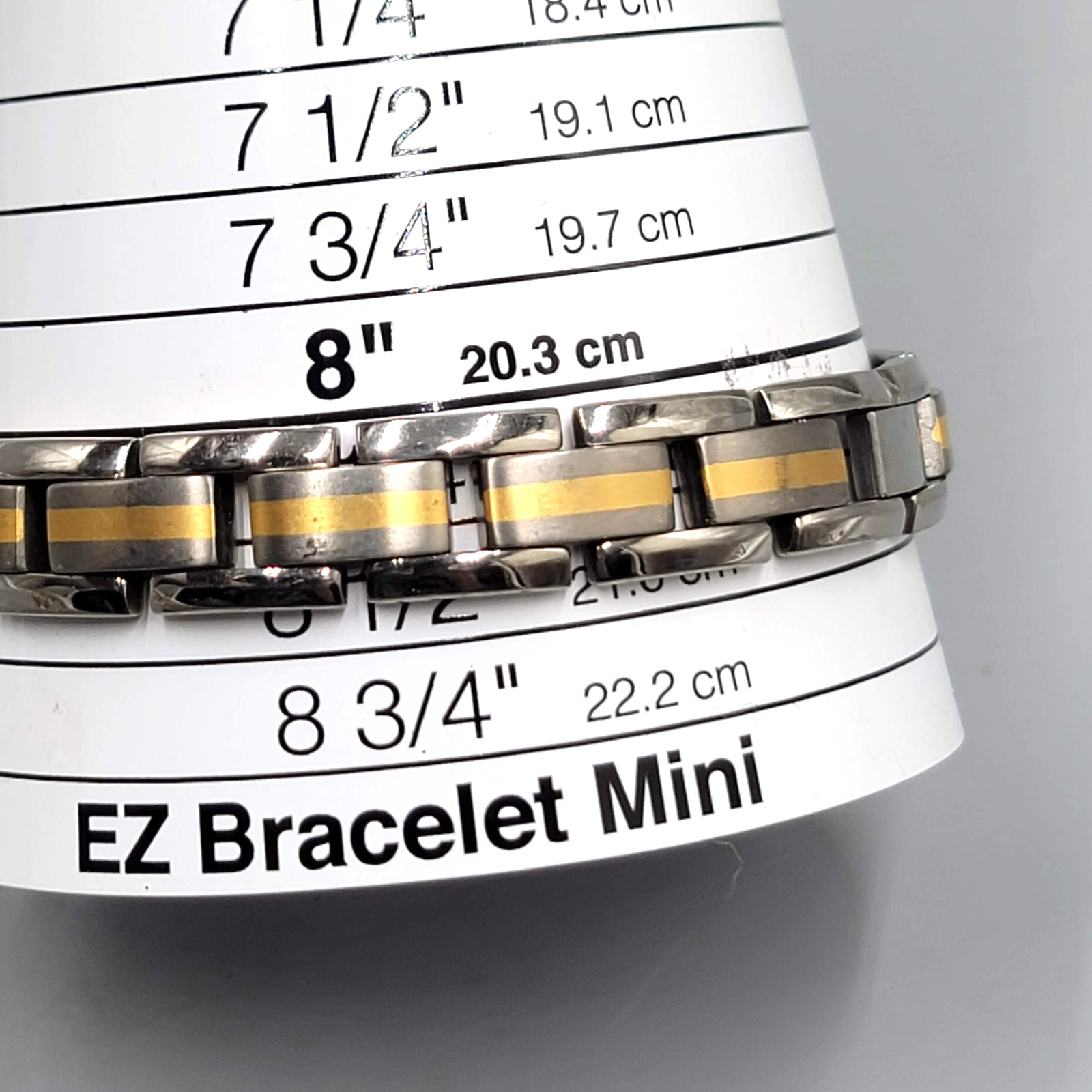 Mens Titanium Link Bracelet Two Toned Size 8.5
