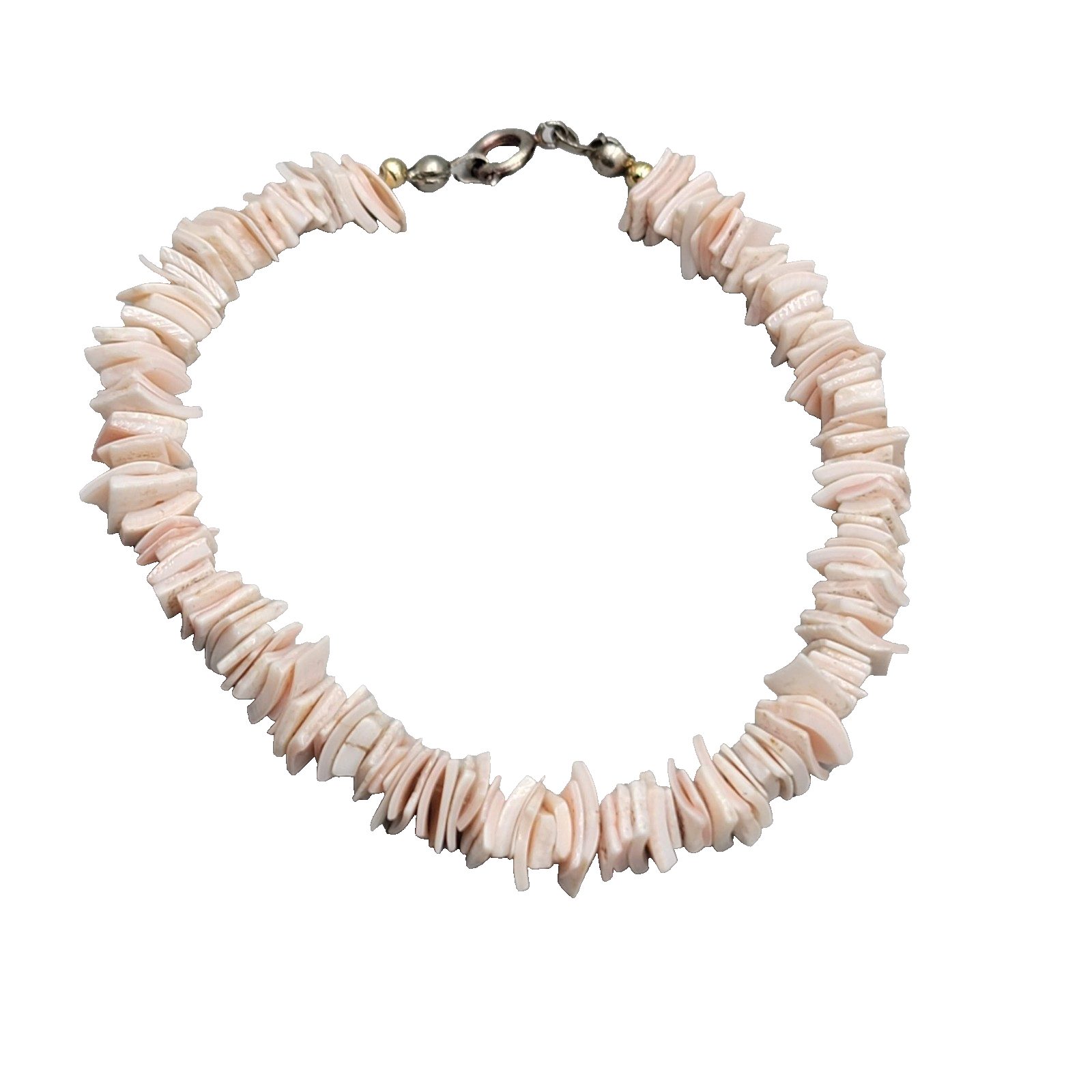 Vintage Pink Shell Chip Bead Bracelet Beach Theme 7.25"