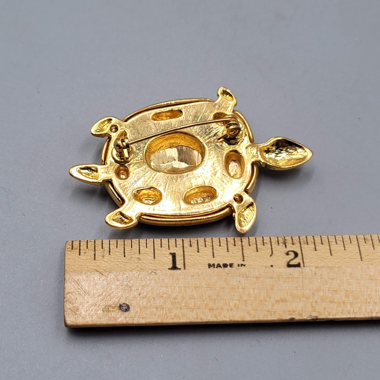 Vintage Turtle Brooch Gold Plated 