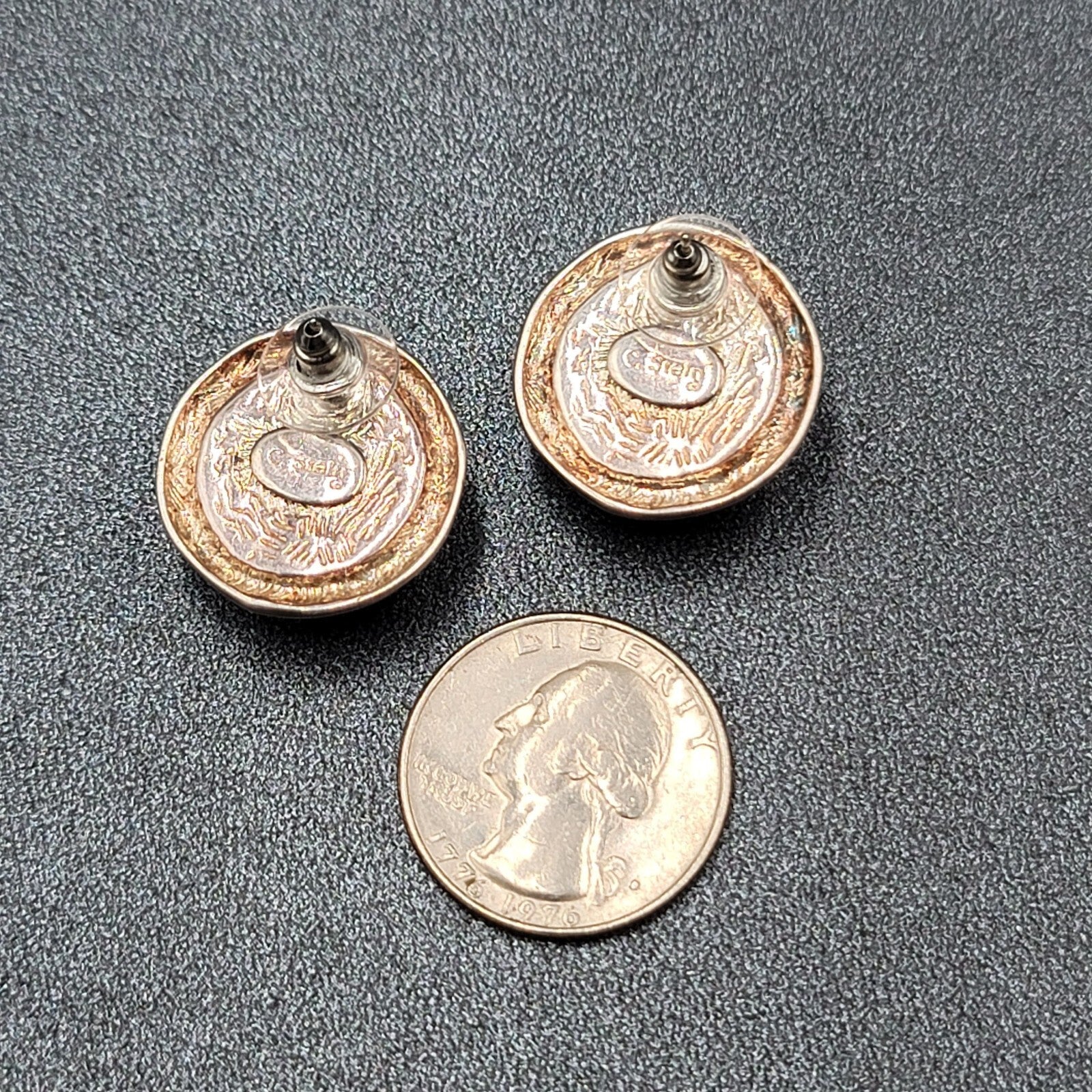 C Stein Pierced Earrings Silver tone Acrylic Frosted Dome 7/8"