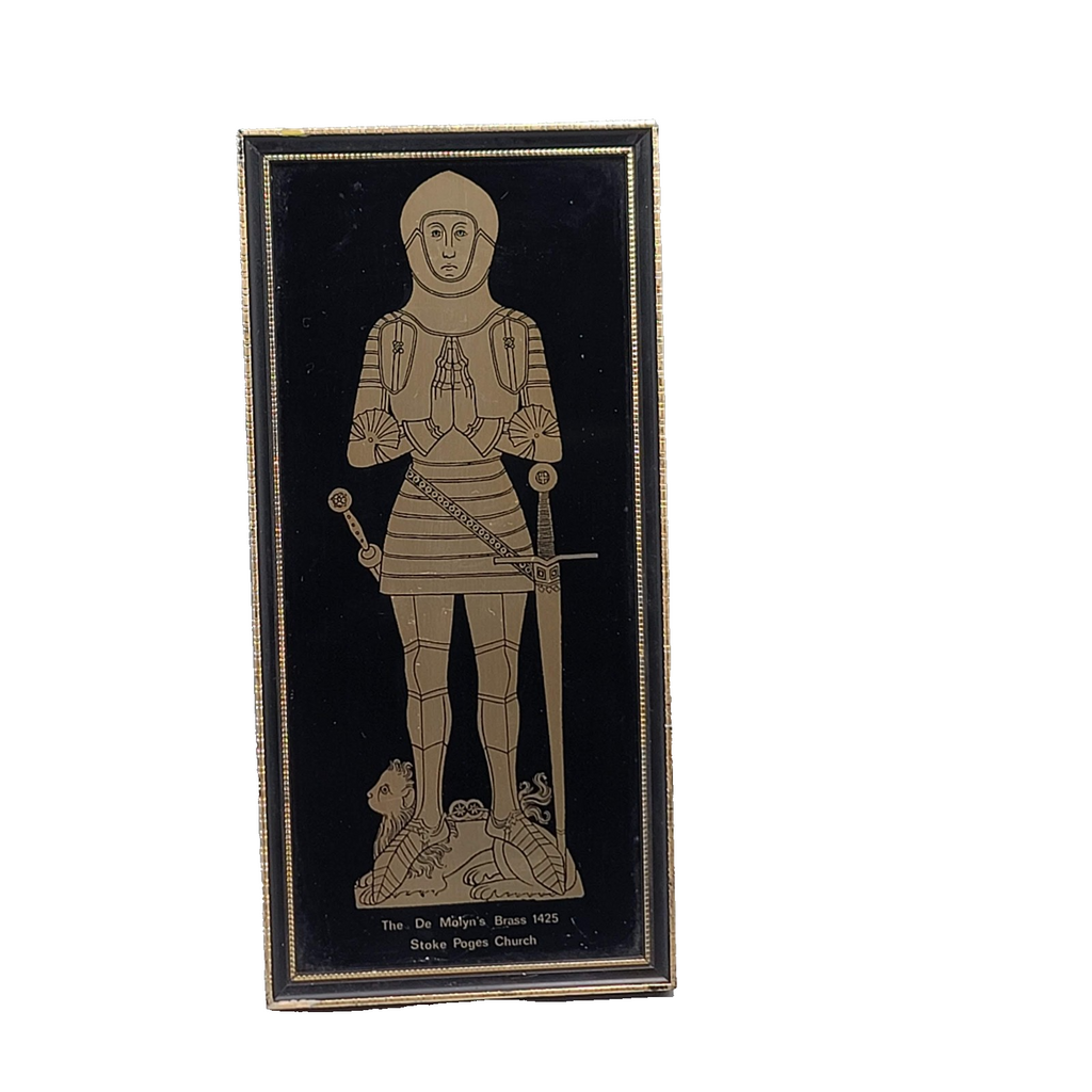 Vintage Brass of Sir William Moleyns Stoke Poges Church Glass Framed Art