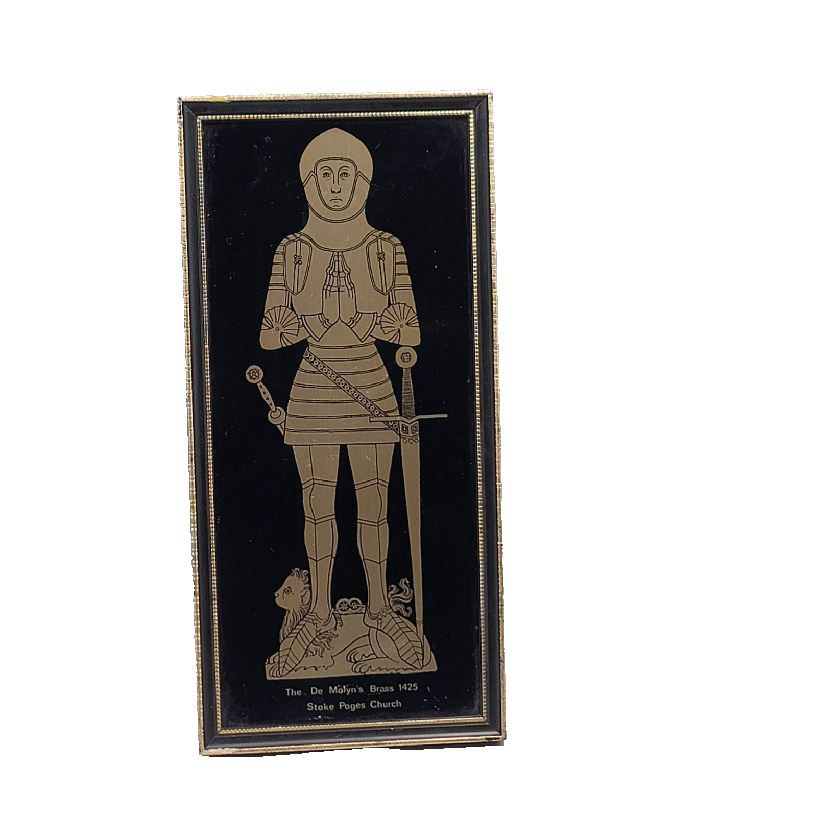 Vintage Brass of Sir William Moleyns Stoke Poges Church Glass Framed Art