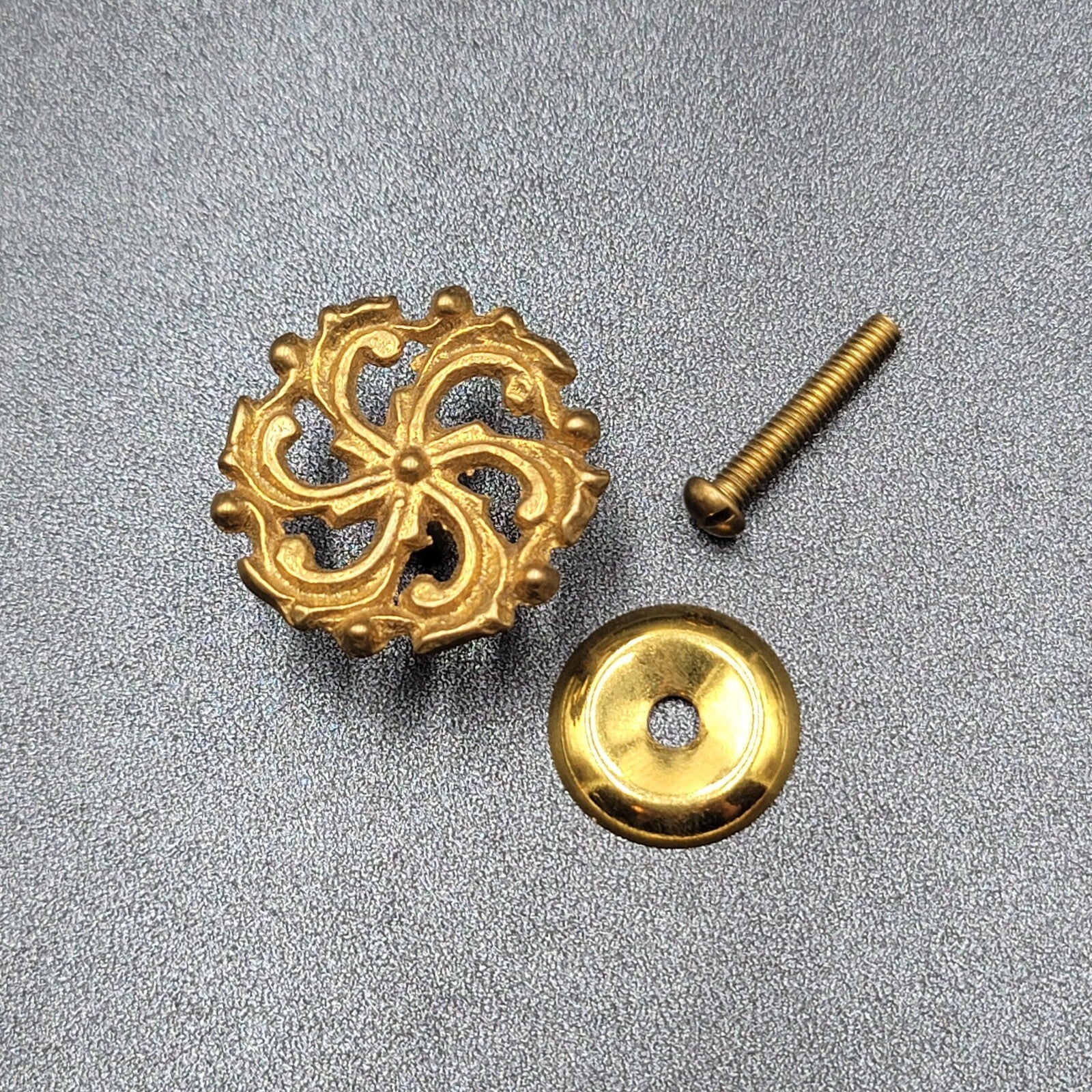 Vintage Brass Cabinet Drawer Pull Replacement Hardware New Old Stock w Screw