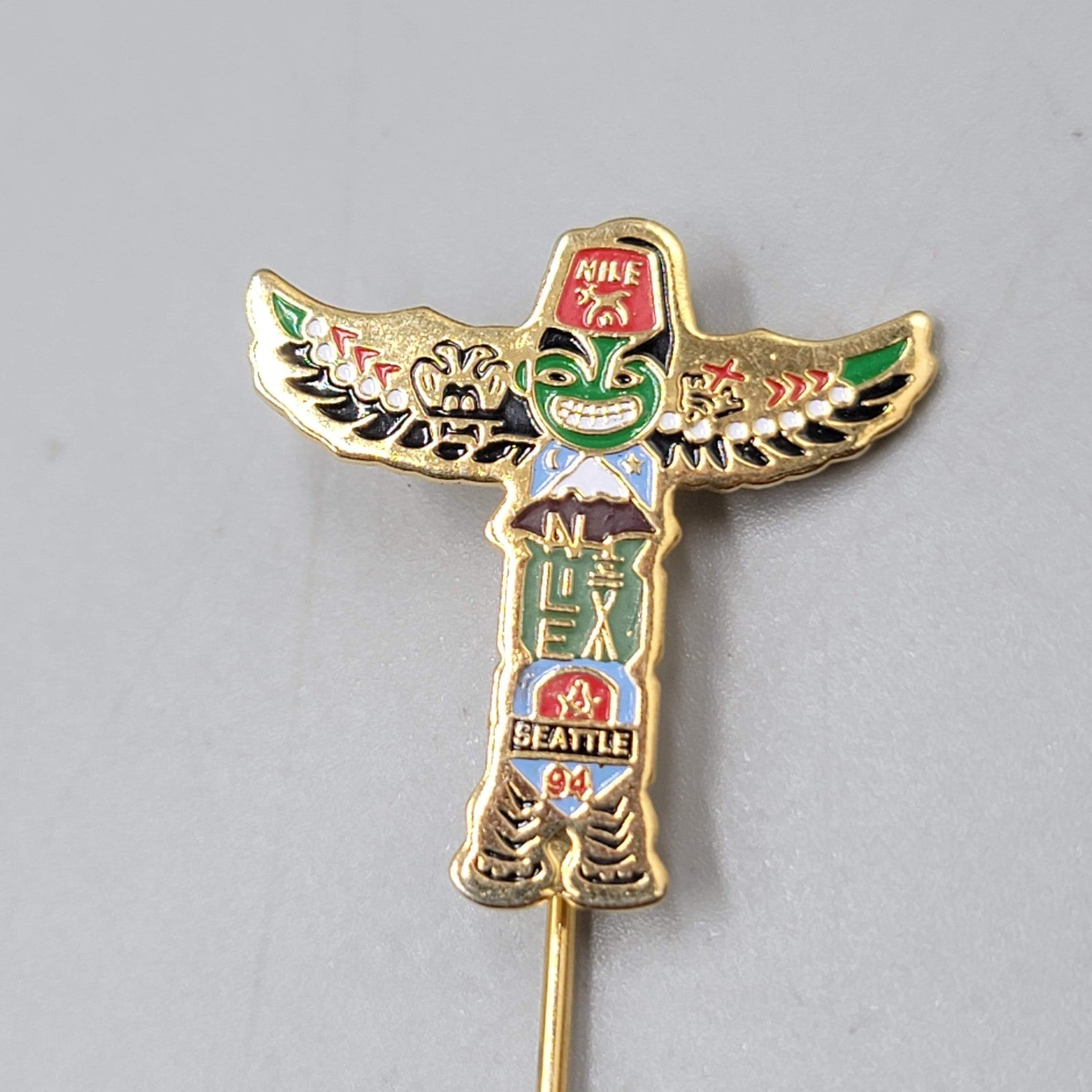 Vintage Enamel Nile Seattle Shriners Totem Pole Hat Lapel Stick Pin 2.5"