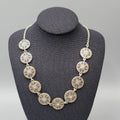 Premier Designs Round Filigree Necklace Crystal Silver tone 16"-18"