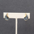 Vintage Pierced Earrings Gold tone Blue Enamel Teardrop Studs 3/4"