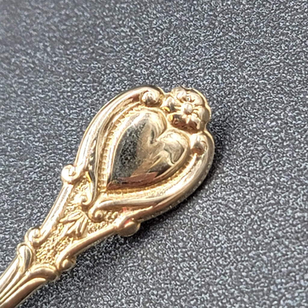 Vintage Spoon Brooch Gold tone Heart Estate Costume Jewelry 2 1/2"