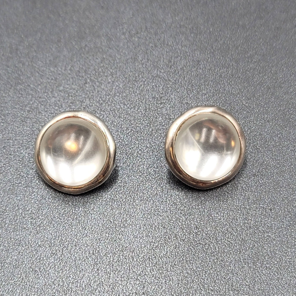 C Stein Pierced Earrings Silver tone Acrylic Frosted Dome 7/8"