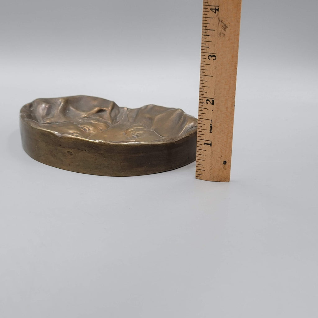Antique Solid Cast Bronze Dish  1873 SIF 1933 4.75" x 3.75" 1 lb 7 oz