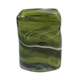Green White Art Slag Glass Vase Rectangle Square 5 in x 4 in