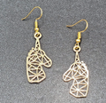 Unicorn Pierced Earrings Gold tone Open Geometric Dangle 1 3/8"