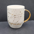 Capricorn Horoscope Stars Zodiac Porcelain Coffee Mug White Gold
