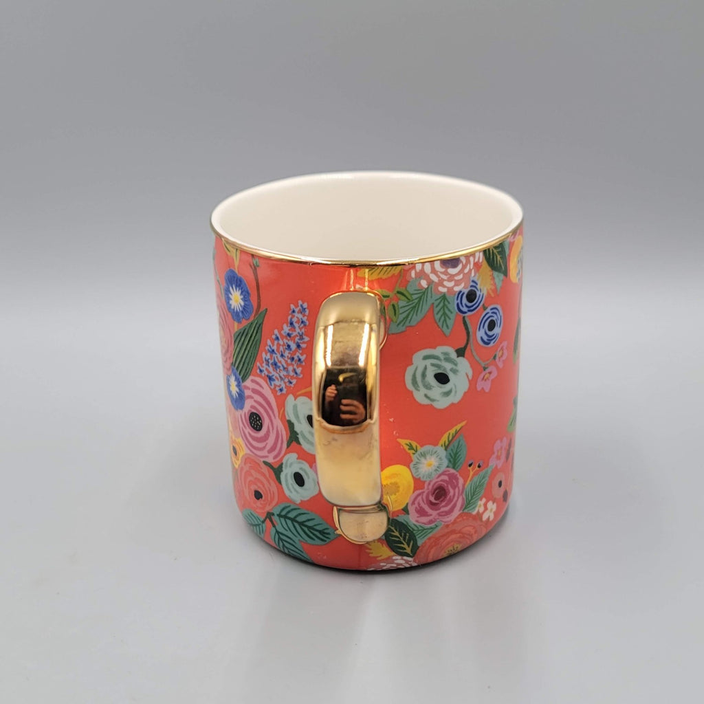 Rifle Paper Co Anthropologie Letter N Floral Mug Gold Handle Monogram Coffee Cup