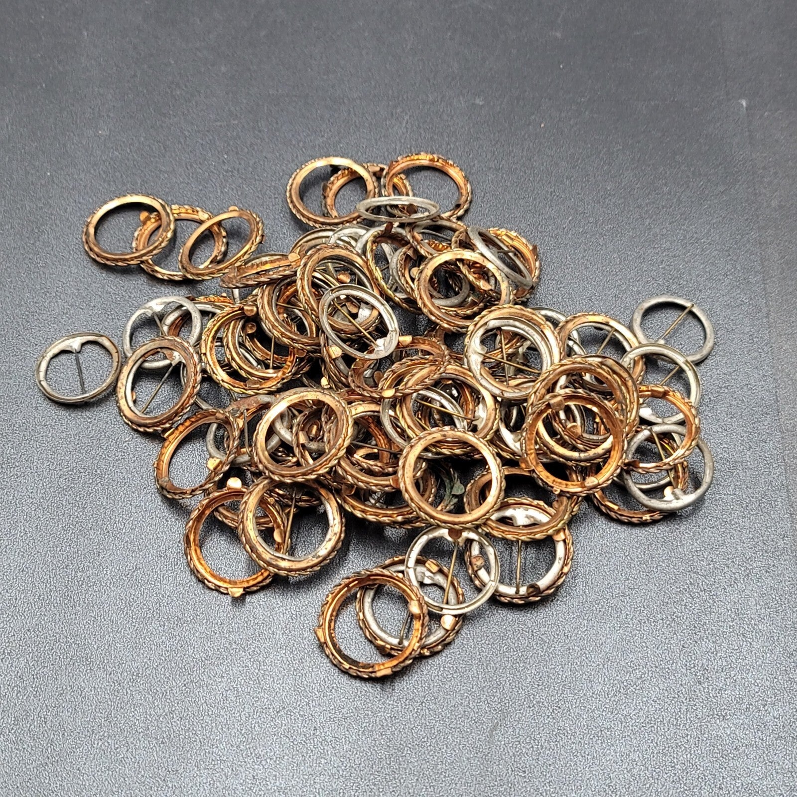 Antique Lot Button Making Supplies 22mm 1 in Back Button Pin Making Kit Metal