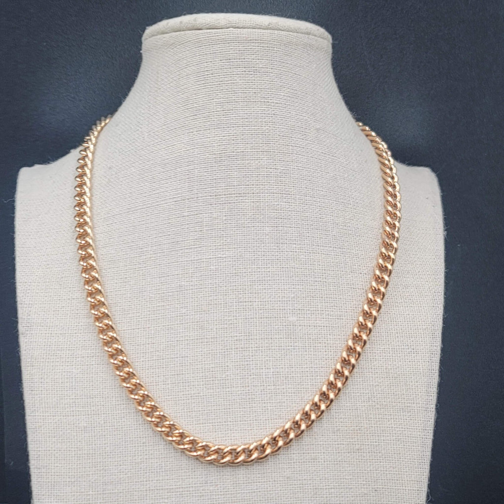 High Polish Gold Plated Cuban Curb Chain Necklace 6mm 17''