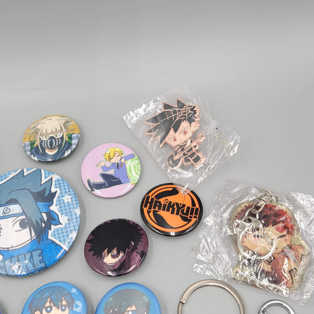 Anime Pin Button Sticker Keychain Charm Lot