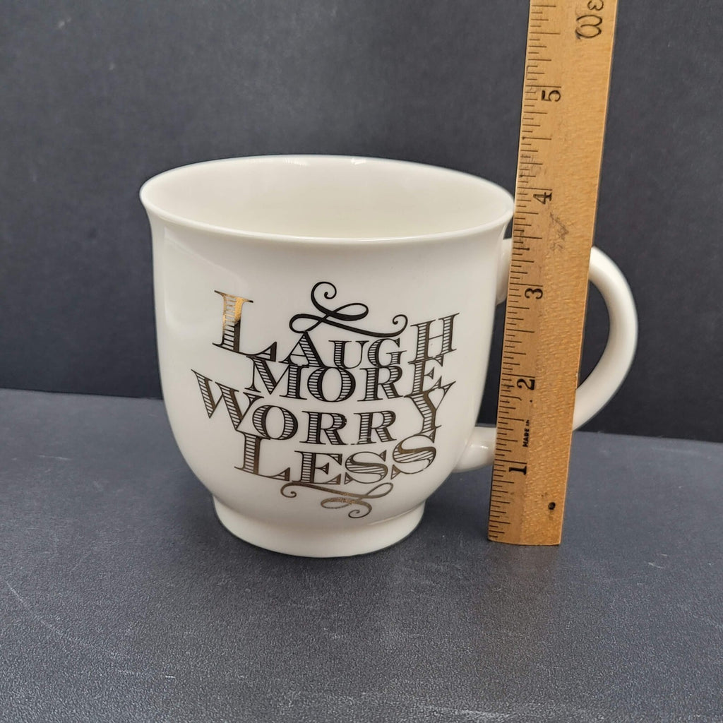Sheffield Home Ceramic Coffee Mug Yea Cup LAUGH MORE WORRY LESS