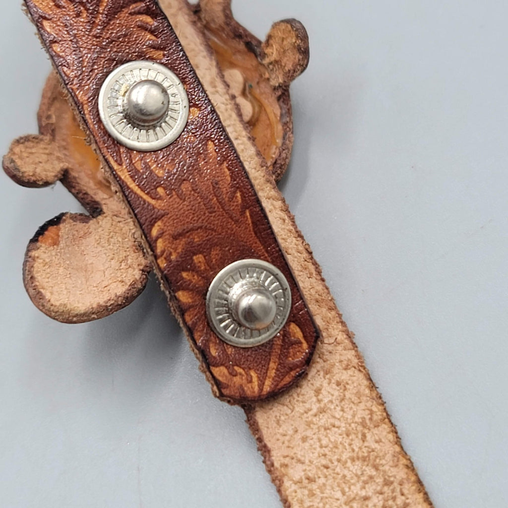 Brown Leather Sea Turtle Bracelet Engraved Snap Closure Small