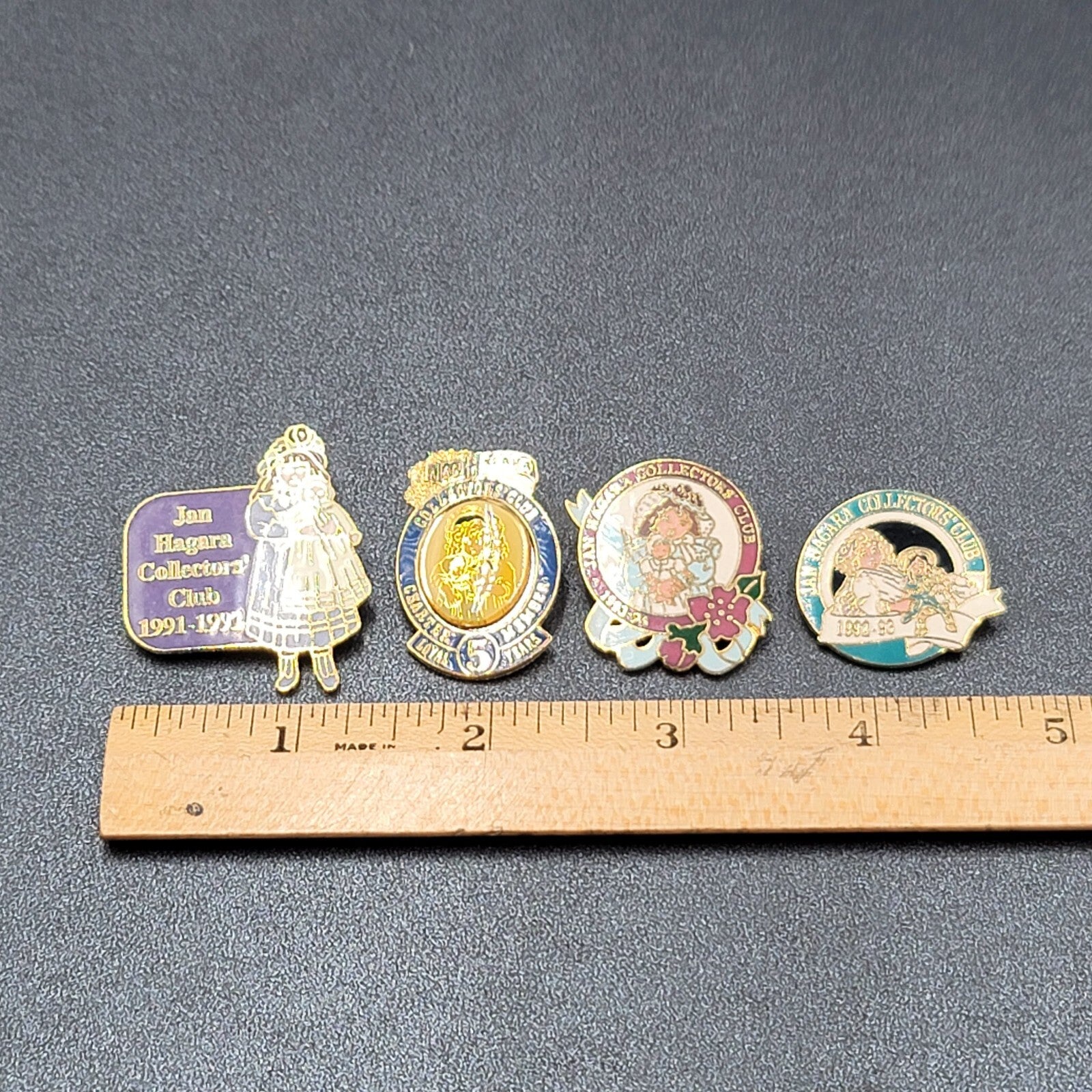 Vintage Jan Hagara Collectors Club Lapel Hinge Pins Figurines Dolls Lot of 4