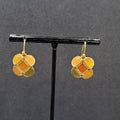 Ann Klein Pierced Earrings Gold Plated Orange Green Enamel Dangle 5/8"