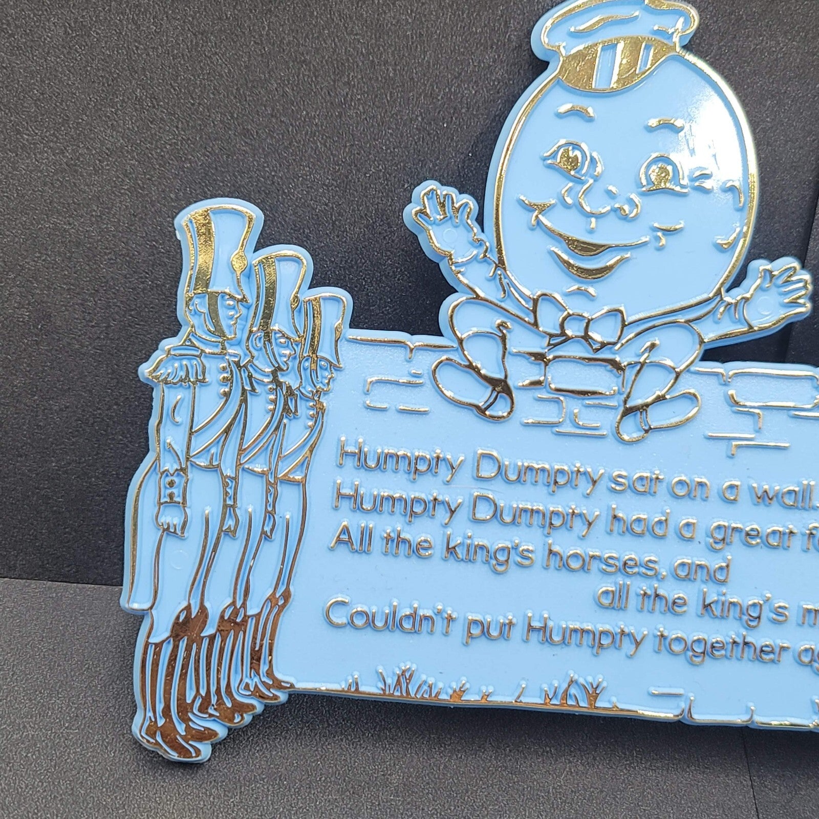 1969 Invicta Plastics Blue Humpty Dumpty Jack and Jill Nursery Rhyme Plaque New
