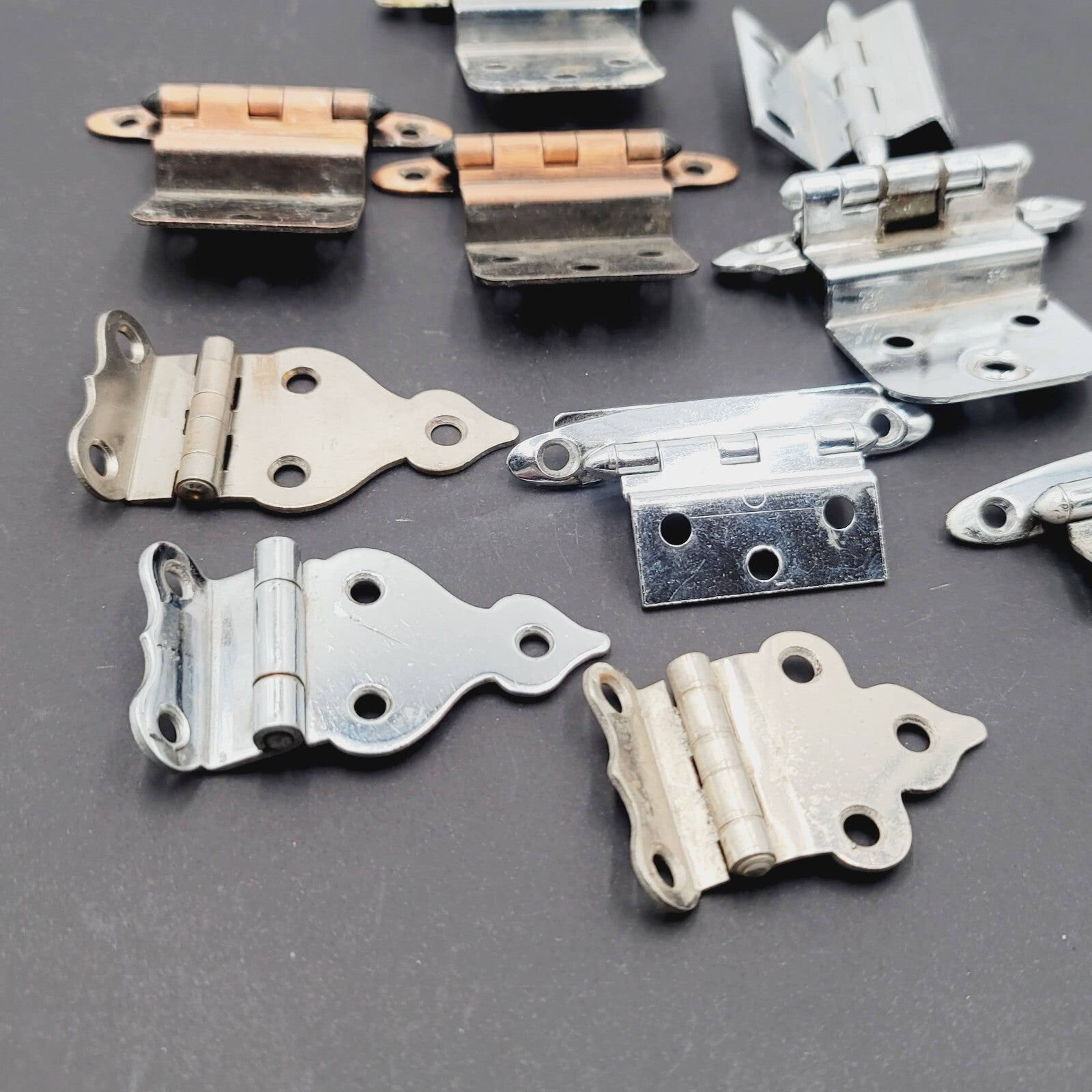LOT of 10 Vintage Reclaimed Used Cabinet Offset Hinges Mix Lot All Salvaged