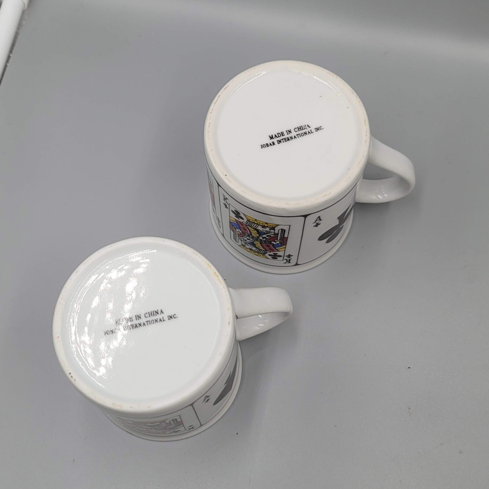 Vintage Playing Card Coffee Mugs Set Jobar International Poker Casino 2 Cups