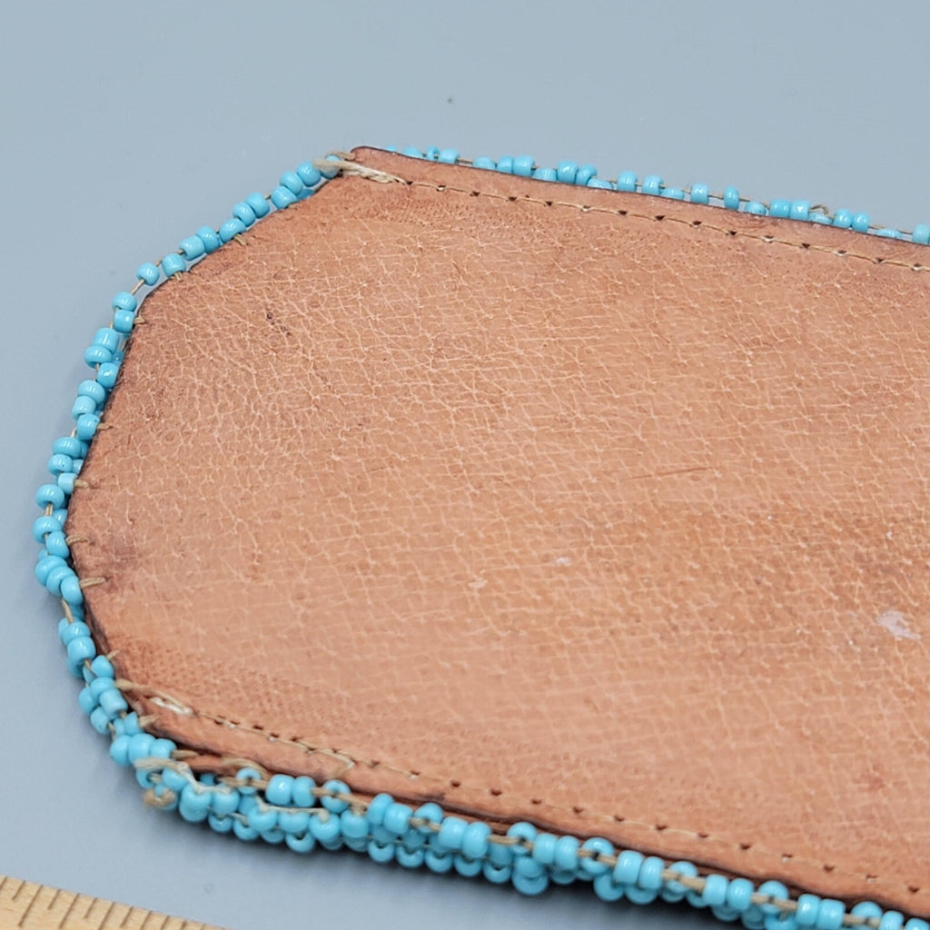 Vtg Native American Seed Bead Sunglass Eye Glass Case Holder Leather