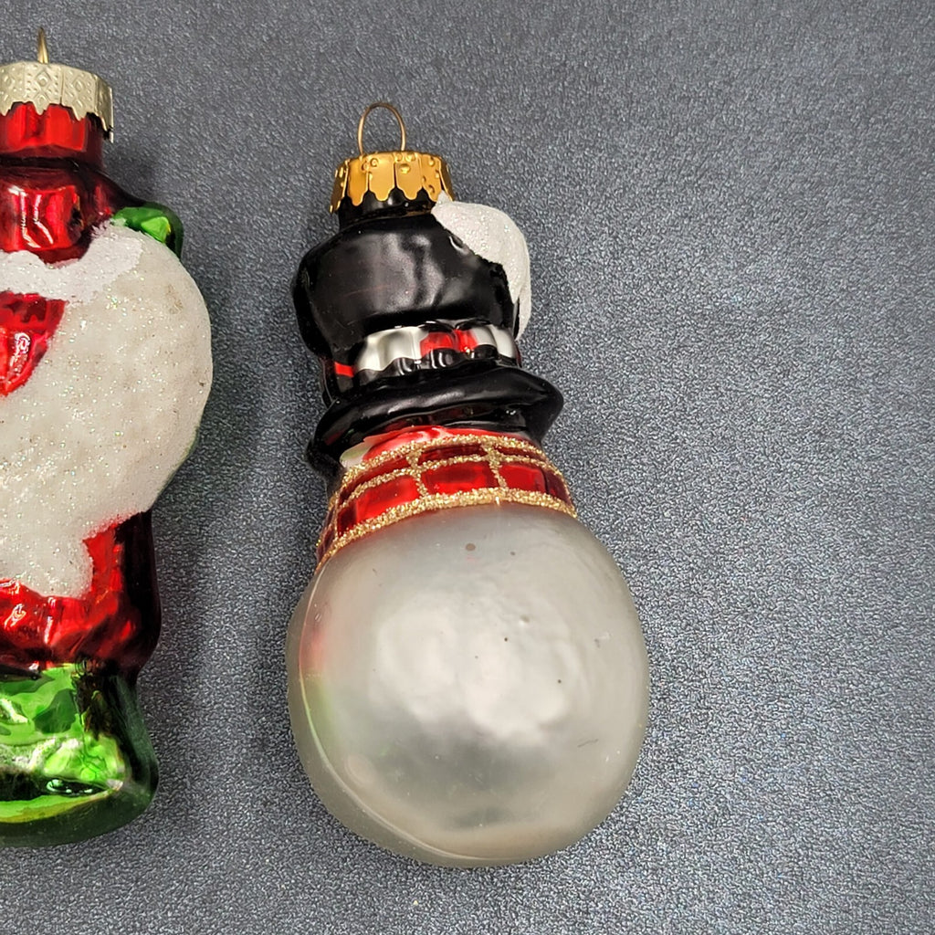 Christmas Blown Glass Ornament Lot of 3 Santa Angel Snowman 4"