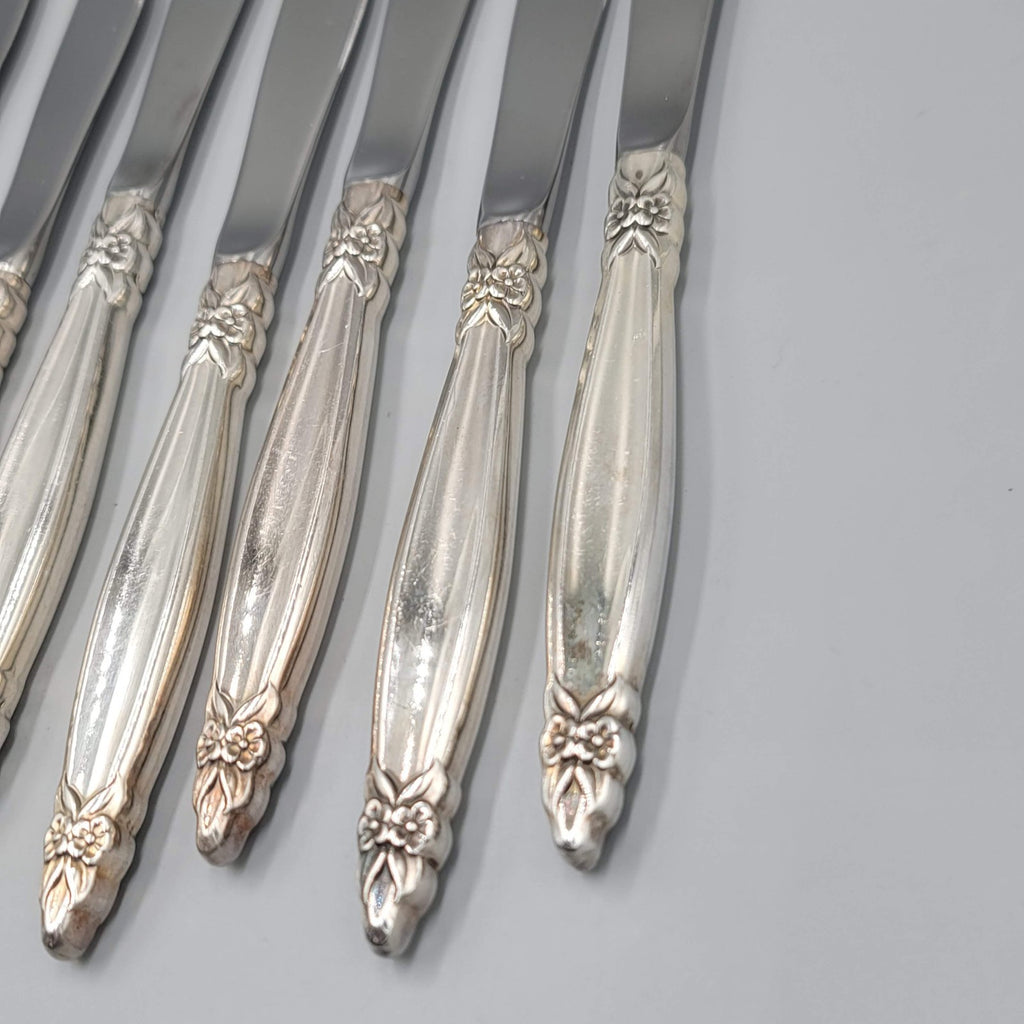 1847 Rogers Bros International Silver Plate Garland Lot of 10 Dinner Knives
